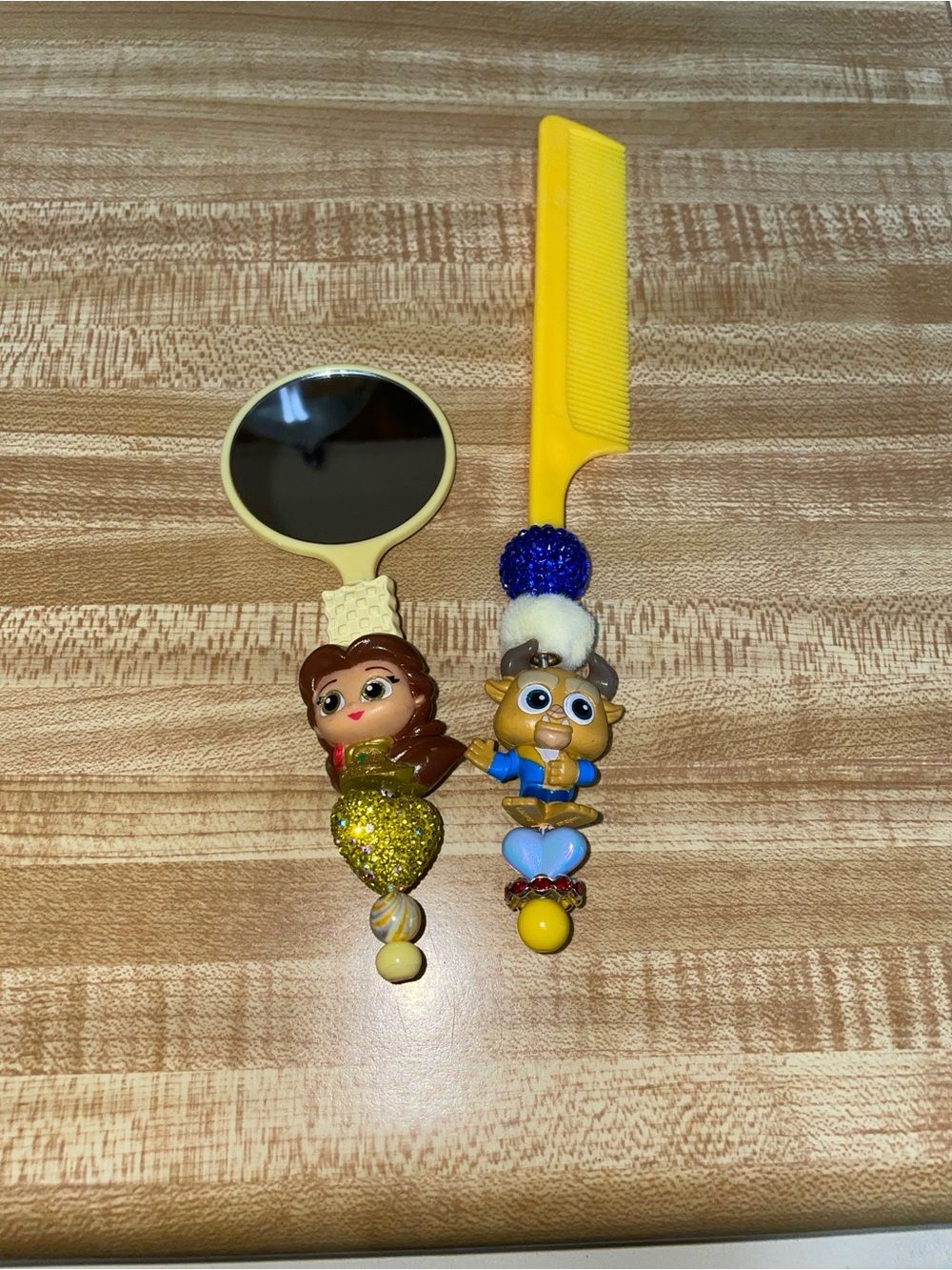 Beauty and Beast Children's Yellow Mirror and Comb Set.
